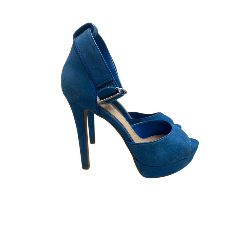Gianni Bini Suede Platform Pumps Womens 7.5 Blue Chunky Heels